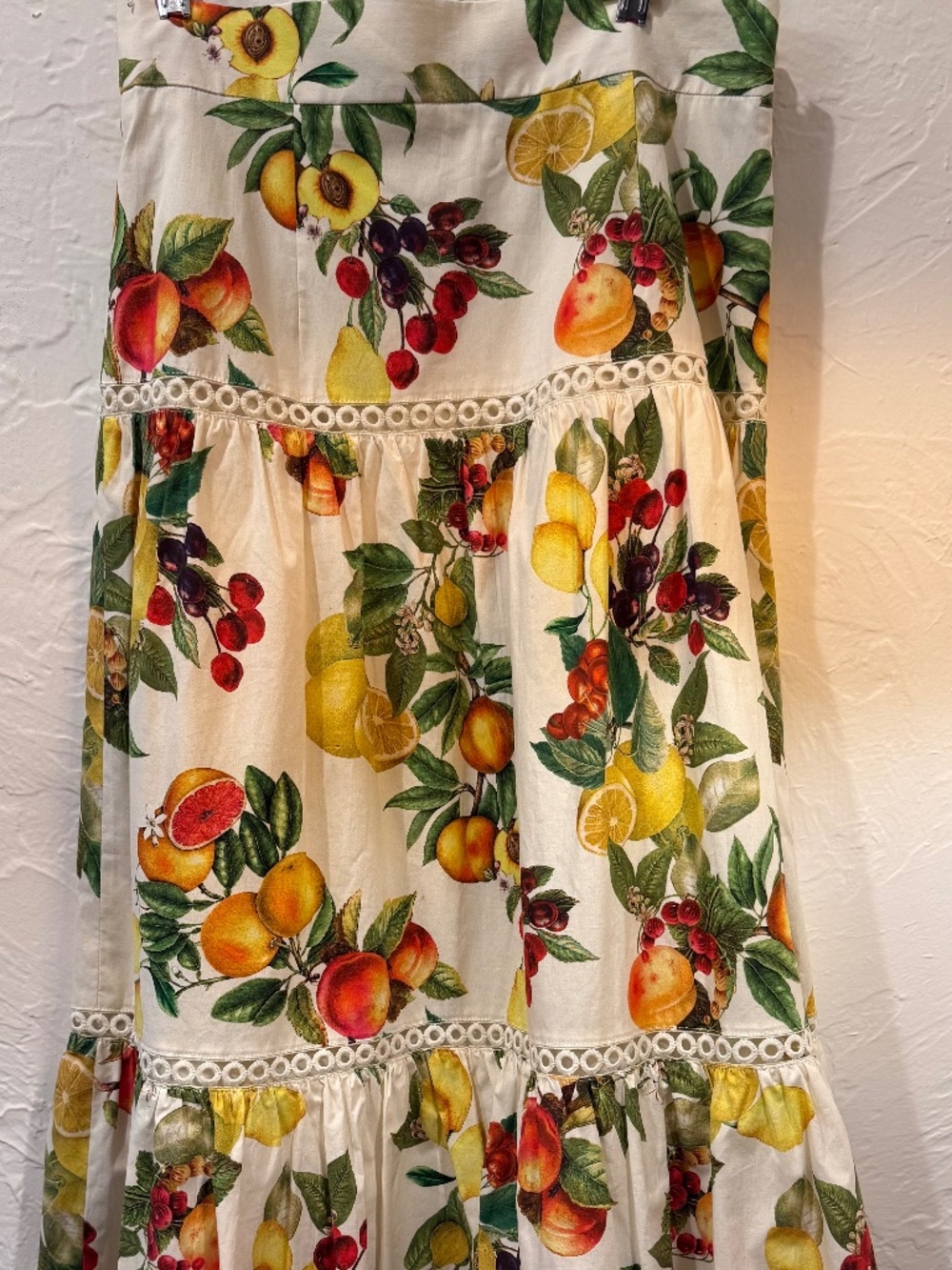 Maxi skirt colorful fruit and trim NWT